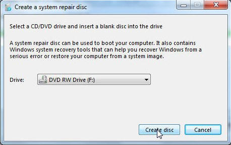Create Recovery Disk Vista
