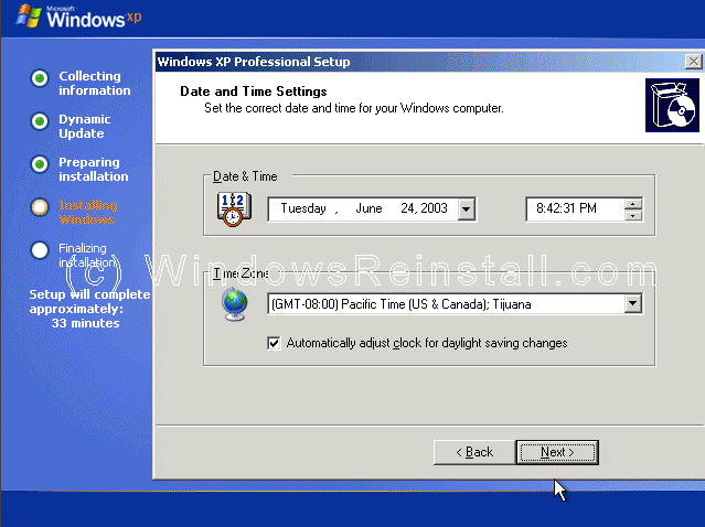 how to install window xp professional with a cd